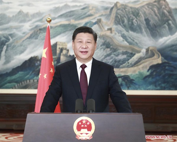 Chinese President Xi Jinping extends New Year greetings to all Chinese compatriots and people around the world in his New Year speech in Beijing, capital of China, Dec. 31, 2016. President Xi said 2016 was an extraordinary year for China as it achieved progress in every aspect, and urged the international community to join hands to build a more peaceful and prosperous world.(Xinhua/Lan Hongguang) Chinese President Xi Jinping extends New Year greetings to all Chinese compatriots and people around the world in his New Year speech in Beijing, capital of China, Dec. 31, 2016. President Xi said 2016 was an extraordinary year for China as it achieved progress in every aspect, and urged the international community to join hands to build a more peaceful and prosperous world.(Xinhua/Lan Hongguang)