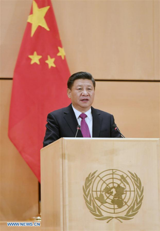 Chinese President Xi Jinping delivers a keynote speech at the United Nations Office in Geneva, Switzerland, Jan. 18, 2017. (Xinhua/Rao Aimin) Chinese President Xi Jinping delivers a keynote speech at the United Nations Office in Geneva, Switzerland, Jan. 18, 2017. (Xinhua/Rao Aimin)