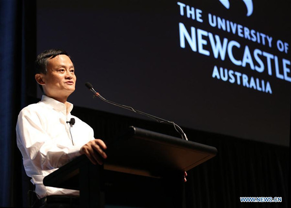 Jack Ma delivers a speech in Australia's University of Newcastle (UON) in New South Wales, Australia, Feb. 3, 2017. (Xinhua/Gui Qing) Jack Ma delivers a speech in Australia's University of Newcastle (UON) in New South Wales, Australia, Feb. 3, 2017. (Xinhua/Gui Qing)