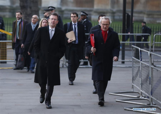 Attorney General Jeremy Wright (L, front) arrives at the British Supreme Court in London, Britain, Jan. 24, 2017. The British Supreme Court on Tuesday ruled on that Prime Minister Theresa May must consult Parliament before triggering formal negotiations on Britain leaving the European Union. (Xinhua/Han Yan) Attorney General Jeremy Wright (L, front) arrives at the British Supreme Court in London, Britain, Jan. 24, 2017. The British Supreme Court on Tuesday ruled on that Prime Minister Theresa May must consult Parliament before triggering formal negotiations on Britain leaving the European Union. (Xinhua/Han Yan)