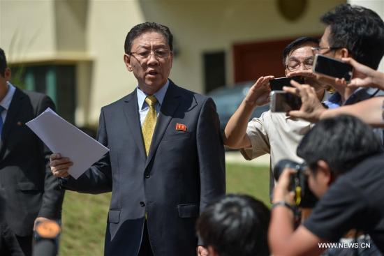 Kang Chol, the ambassador of the Democratic People's Republic of Korea (DPRK) to Malaysia, speaks to media during a news conference in Kuala Lumpur, Malaysia, Feb. 20, 2017. (Xinhua/Chong Voon Chung) Kang Chol, the ambassador of the Democratic People's Republic of Korea (DPRK) to Malaysia, speaks to media during a news conference in Kuala Lumpur, Malaysia, Feb. 20, 2017. (Xinhua/Chong Voon Chung)