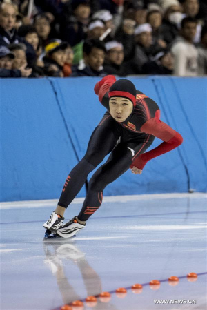 China's Gao Mingyu competes during men's 500m speed skating at the 2017 Sapporo Asian Winter Games in Sapporo, Japan, Feb. 20, 2017. (Xinhua/Jiang Wenyao) China's Gao Mingyu competes during men's 500m speed skating at the 2017 Sapporo Asian Winter Games in Sapporo, Japan, Feb. 20, 2017. (Xinhua/Jiang Wenyao)
