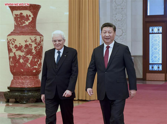 Chinese President Xi Jinping (R) holds a welcome ceremony for his Italian counterpart Sergio Mattarella before their talks in Beijing, capital of China, Feb. 22, 2017.(Xinhua/Li Xueren) Chinese President Xi Jinping (R) holds a welcome ceremony for his Italian counterpart Sergio Mattarella before their talks in Beijing, capital of China, Feb. 22, 2017.(Xinhua/Li Xueren)