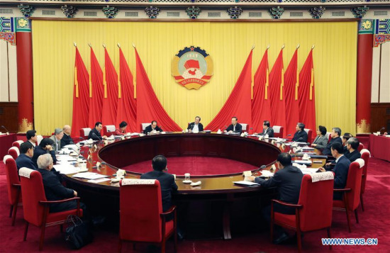 Yu Zhengsheng, chairman of the National Committee of the Chinese People's Political Consultative Conference (CPPCC), presides over a meeting of the chairman and vice chairpersons of the CPPCC National Committee in Beijing, capital of China, Feb. 23, 2017. (Xinhua/Yao Dawei) Yu Zhengsheng, chairman of the National Committee of the Chinese People's Political Consultative Conference (CPPCC), presides over a meeting of the chairman and vice chairpersons of the CPPCC National Committee in Beijing, capital of China, Feb. 23, 2017. (Xinhua/Yao Dawei)