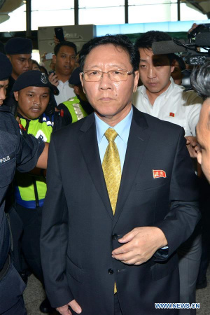The ambassador of the Democratic People's Republic of Korea (DPRK) in Malaysia, Kang Chol, goes through customs at the Kuala Lumpur airport, Malaysia, March 6, 2017. (Xinhua/Chong Voon Chung) The ambassador of the Democratic People's Republic of Korea (DPRK) in Malaysia, Kang Chol, goes through customs at the Kuala Lumpur airport, Malaysia, March 6, 2017. (Xinhua/Chong Voon Chung)