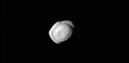 An image of Pan, a moon of Saturn. An image of Pan, a moon of Saturn.