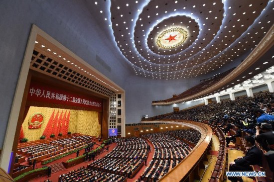 The closing meeting of the fifth session of the 12th National People's Congress is held at the Great Hall of the People in Beijing, capital of China, March 15, 2017. (Xinhua/Yang Zongyou) The closing meeting of the fifth session of the 12th National People's Congress is held at the Great Hall of the People in Beijing, capital of China, March 15, 2017. (Xinhua/Yang Zongyou)