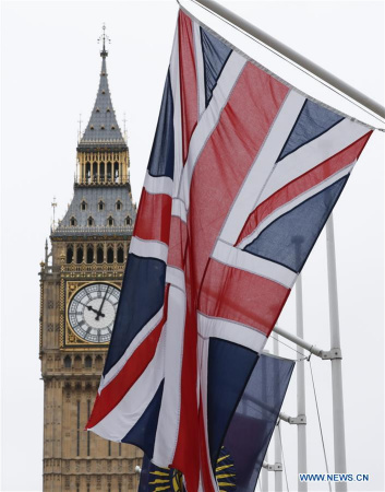 Photo taken on March 14, 2017 shows the Big Ben and the UK flag in central London, Britain. (Xinhua/Han Yan) Photo taken on March 14, 2017 shows the Big Ben and the UK flag in central London, Britain. (Xinhua/Han Yan)