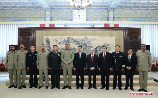 Chinese Vice Premier Zhang Gaoli (6th R) meets with Pakistan Army Chief General Qamar Javed Bajwa in Beijing, capital of China, March 16, 2017. (Xinhua/Wang Ye) Chinese Vice Premier Zhang Gaoli (6th R) meets with Pakistan Army Chief General Qamar Javed Bajwa in Beijing, capital of China, March 16, 2017. (Xinhua/Wang Ye)