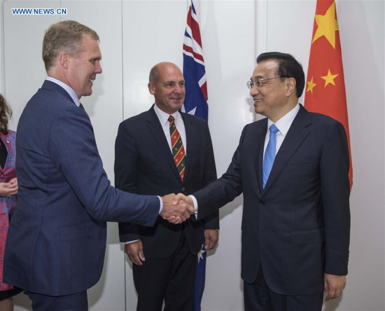 Chinese Premier Li Keqiang(R) meets with Australian Senate President Stephen Parry(C) and Speaker of the House of Representatives Tony Smith in the Parliament House in Canberra, Australia, March 23, 2017. (Xinhua/Li Tao) Chinese Premier Li Keqiang(R) meets with Australian Senate President Stephen Parry(C) and Speaker of the House of Representatives Tony Smith in the Parliament House in Canberra, Australia, March 23, 2017. (Xinhua/Li Tao)