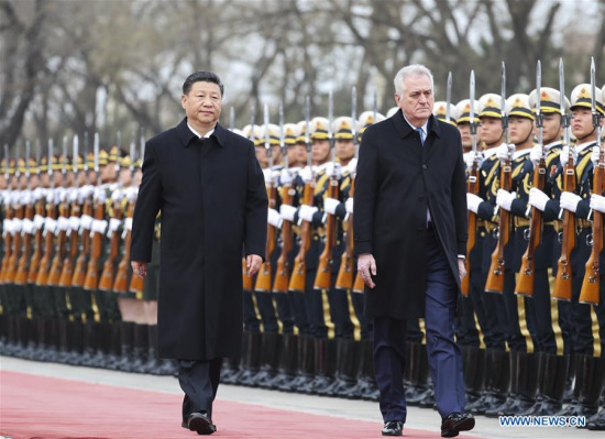 Chinese President Xi Jinping (L) holds a welcome ceremony for visiting Serbian President Tomislav Nikolic in Beijing, capital of China, March 30, 2017. (Xinhua/Xie Huanchi) Chinese President Xi Jinping (L) holds a welcome ceremony for visiting Serbian President Tomislav Nikolic in Beijing, capital of China, March 30, 2017. (Xinhua/Xie Huanchi)