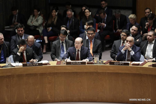 Liu Jieyi (C, front), China's permanent representative to the United Nations, addresses a Security Council emergency session on the situation in Syria at the UN headquarters in New York, on April 7, 2017. (Xinhua/Li Muzi) Liu Jieyi (C, front), China's permanent representative to the United Nations, addresses a Security Council emergency session on the situation in Syria at the UN headquarters in New York, on April 7, 2017. (Xinhua/Li Muzi)