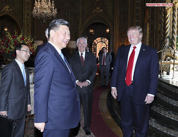 President Xi Jinping (2nd L) and his US counterpart Donald Trump (1st R) hold the second round of talks in the Mar-a-Lago resort in Florida, the United States, April 7, 2017. (Photo/Xinhua) President Xi Jinping (2nd L) and his US counterpart Donald Trump (1st R) hold the second round of talks in the Mar-a-Lago resort in Florida, the United States, April 7, 2017. (Photo/Xinhua)