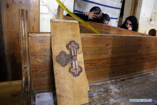 Photo taken on April 9, 2017 shows the site of a bomb blast at Mar Girgis Church in Tanta, Egypt. The deadly blasts at two churches in Egypt's Tanta and Alexandria on Sunday left at least 43 dead and over 130 injured, according to local media. (Xinhua/Ahmed Gomaa) Photo taken on April 9, 2017 shows the site of a bomb blast at Mar Girgis Church in Tanta, Egypt. The deadly blasts at two churches in Egypt's Tanta and Alexandria on Sunday left at least 43 dead and over 130 injured, according to local media. (Xinhua/Ahmed Gomaa)