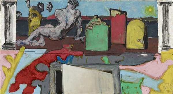 Markus Lupertz's current exhibition at Tsinghua University Art Museum shows his paintings and sculptures of different periods, beginning from the Dithyrambe series of paintings in 1962 to the latest Arcadia series. (Photo/China Daily) Markus Lupertz's current exhibition at Tsinghua University Art Museum shows his paintings and sculptures of different periods, beginning from the Dithyrambe series of paintings in 1962 to the latest Arcadia series. (Photo/China Daily)