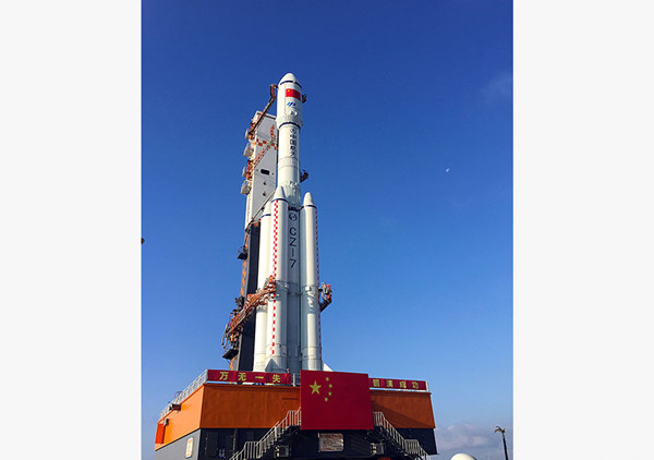 Tianzhou 1, China's first cargo spacecraft was moved to its launch site at the Wenchang Space Launch Center in Hainanprovince on Monday morning. (Photo provided to China Daily) Tianzhou 1, China's first cargo spacecraft was moved to its launch site at the Wenchang Space Launch Center in Hainanprovince on Monday morning. (Photo provided to China Daily)