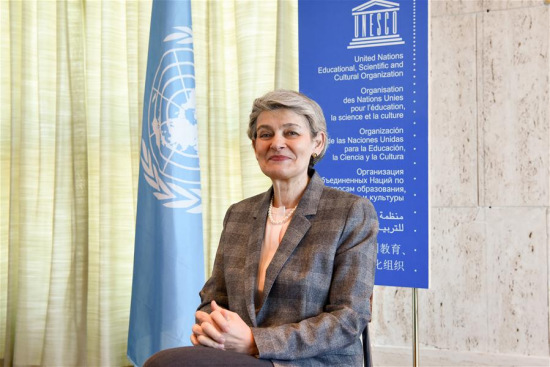 Irina Bokova, Director-General of the United Nations Educational, Scientific and Cultural Organization (UNESCO), is interviewed with Xinhua in Paris, capital of France, on April 18, 2017. (Xinhua/Chen Yichen) Irina Bokova, Director-General of the United Nations Educational, Scientific and Cultural Organization (UNESCO), is interviewed with Xinhua in Paris, capital of France, on April 18, 2017. (Xinhua/Chen Yichen)