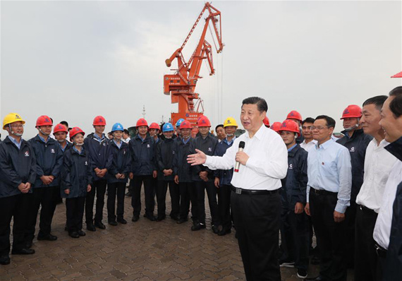 Chinese President Xi Jinping inspects Tieshan Port in Beihai City of south China's Guangxi Zhuang Autonomous Region, April 19, 2017. Xi visited the south China region from Wednesday to Friday. (Xinhua/Ju Peng) Chinese President Xi Jinping inspects Tieshan Port in Beihai City of south China's Guangxi Zhuang Autonomous Region, April 19, 2017. Xi visited the south China region from Wednesday to Friday. (Xinhua/Ju Peng)