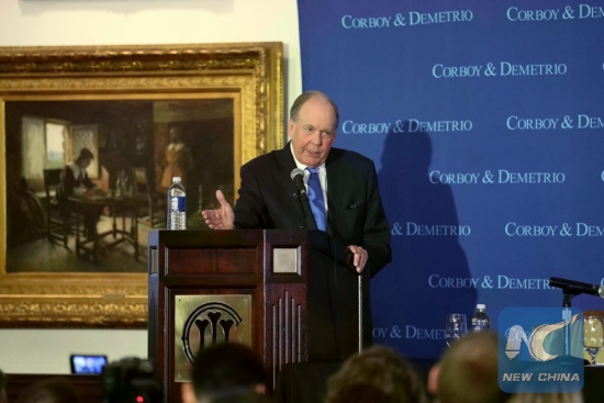 Lawyer Thomas Demetrio, who is representing David Dao, the passenger who was violently dragged off an overbooked United Airlines flight, speaks during a press conference in Chicago, Illinois, the United States, on April 13, 2017.(Xinhua/Wang Ping) Lawyer Thomas Demetrio, who is representing David Dao, the passenger who was violently dragged off an overbooked United Airlines flight, speaks during a press conference in Chicago, Illinois, the United States, on April 13, 2017.(Xinhua/Wang Ping)