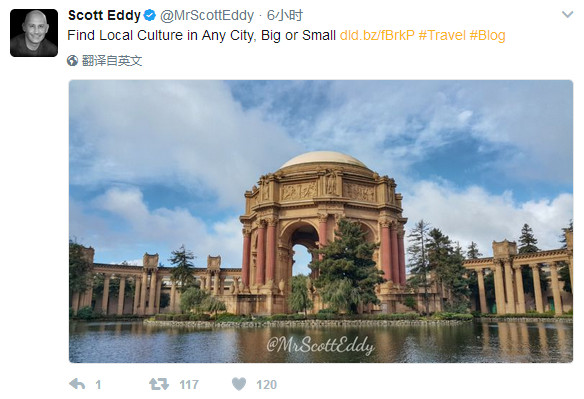 The latest travel post from Scott's Twitter account. (Photo/twitter) The latest travel post from Scott's Twitter account. (Photo/twitter)
