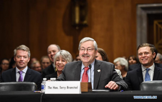 Iowa Governor Terry Branstad (Front) testifies before the U.S. Senate Foreign Relations Committee on a hearing considering him to be U.S. Ambassador to China on Capitol Hill in Washington D.C., the United States, on May 2, 2017. U.S. (Xinhua/Bao Dandan) Iowa Governor Terry Branstad (Front) testifies before the U.S. Senate Foreign Relations Committee on a hearing considering him to be U.S. Ambassador to China on Capitol Hill in Washington D.C., the United States, on May 2, 2017. U.S. (Xinhua/Bao Dandan)