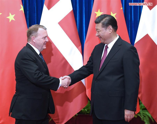 Chinese President Xi Jinping meets with Danish Prime Minister Lars Loekke Rasmussen at the Great Hall of the People in Beijing, capital of China, May 4, 2017. (Xinhua/Rao Aimin) Chinese President Xi Jinping meets with Danish Prime Minister Lars Loekke Rasmussen at the Great Hall of the People in Beijing, capital of China, May 4, 2017. (Xinhua/Rao Aimin)