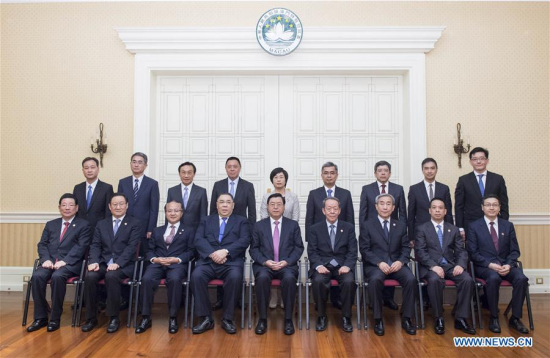Zhang Dejiang, chairman of the Standing Committee of the National People's Congress, poses for a group photo with principal officials of Macao Special Administrative Region (SAR) government in Macao, south China, May 8, 2017. (Xinhua/Li Xueren) Zhang Dejiang, chairman of the Standing Committee of the National People's Congress, poses for a group photo with principal officials of Macao Special Administrative Region (SAR) government in Macao, south China, May 8, 2017. (Xinhua/Li Xueren)
