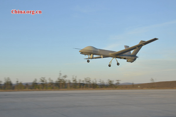 A CH-4 UAV takes off from a regional airport in the Greater Khingan Mountains for forest monitoring on May 10. (Photo provided to China.org.cn) A CH-4 UAV takes off from a regional airport in the Greater Khingan Mountains for forest monitoring on May 10. (Photo provided to China.org.cn)