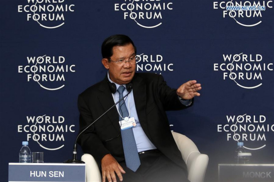 Cambodian Prime Minister Samdech Techo Hun Sen gestures during a press conference at the World Economic Forum on ASEAN in Phnom Penh, Cambodia, on May 11, 2017. (Xinhua/Sovannara) Cambodian Prime Minister Samdech Techo Hun Sen gestures during a press conference at the World Economic Forum on ASEAN in Phnom Penh, Cambodia, on May 11, 2017. (Xinhua/Sovannara)