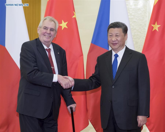 Chinese President Xi Jinping (R) meets with Czech President Milos Zeman in Beijing, capital of China, May 12, 2017. Milos Zeman is in Beijing to attend the Belt and Road Forum for International Cooperation. (Xinhua/Li Xueren) Chinese President Xi Jinping (R) meets with Czech President Milos Zeman in Beijing, capital of China, May 12, 2017. Milos Zeman is in Beijing to attend the Belt and Road Forum for International Cooperation. (Xinhua/Li Xueren)