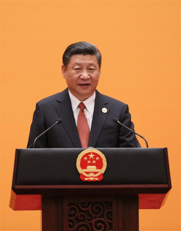 Chinese President Xi Jinping addresses a welcome banquet of the Belt and Road Forum (BRF) for International Cooperation in Beijing, capital of China, May 14, 2017. (Xinhua/Liu Weibing) Chinese President Xi Jinping addresses a welcome banquet of the Belt and Road Forum (BRF) for International Cooperation in Beijing, capital of China, May 14, 2017. (Xinhua/Liu Weibing)