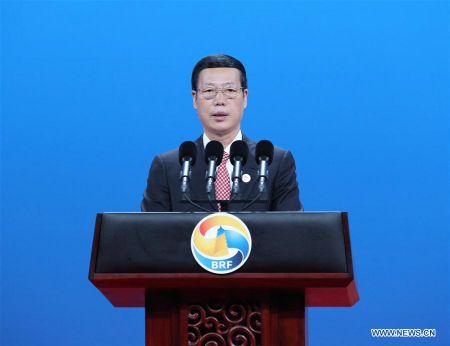 Chinese Vice Premier Zhang Gaoli addresses a high-level dialogue of the Belt and Road Forum (BRF) for International Cooperation in Beijing, capital of China, May 14, 2017. (Xinhua/Wang Ye) Chinese Vice Premier Zhang Gaoli addresses a high-level dialogue of the Belt and Road Forum (BRF) for International Cooperation in Beijing, capital of China, May 14, 2017. (Xinhua/Wang Ye)
