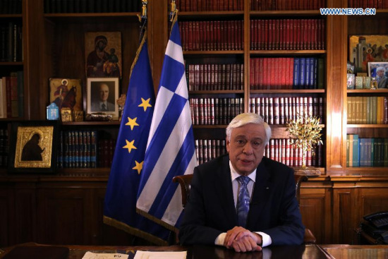 Greek President Prokopis Pavlopoulos speaks in an exclusive statement with Xinhua News Agency in Athens on May 20, 2017. (Xinhua/Marios Lolos) Greek President Prokopis Pavlopoulos speaks in an exclusive statement with Xinhua News Agency in Athens on May 20, 2017. (Xinhua/Marios Lolos)