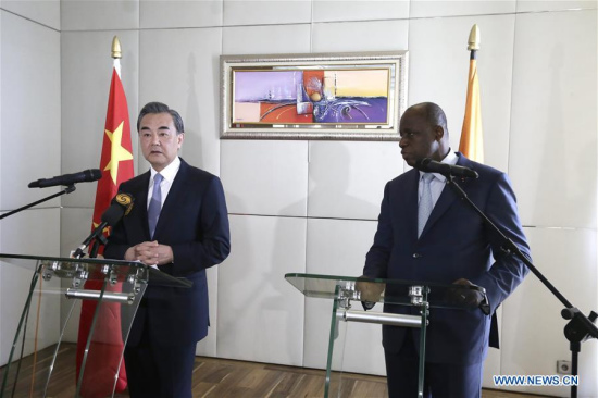Chinese Foreign Minister Wang Yi (L) holds talks with Ally Coulibaly, minister of African integration and Ivorians abroad of Cote d'Ivoire, in Abidjan, Cote d'Ivoire, May 22, 2017. (Xinhua/Ivan) Chinese Foreign Minister Wang Yi (L) holds talks with Ally Coulibaly, minister of African integration and Ivorians abroad of Cote d'Ivoire, in Abidjan, Cote d'Ivoire, May 22, 2017. (Xinhua/Ivan)