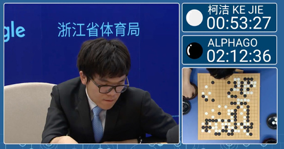 Chinese prodigy Ke Jie battles against AlphaGo, May 25, 2017.(Photo/DeepMind Screenshot) Chinese prodigy Ke Jie battles against AlphaGo, May 25, 2017.(Photo/DeepMind Screenshot)