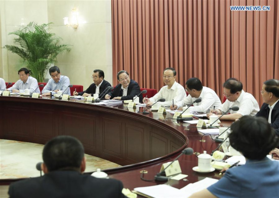 Yu Zhengsheng (4th L), chairman of the Chinese People's Political Consultative Conference (CPPCC) National Committee, presides over a biweekly consultation meeting to discuss how to better regulate the country's real estate market, especially ways to rein in speculation in metropolises and reduce stocks in small cities, in Beijing, capital of China, May 25, 2017. (Xinhua/Pang Xinglei) Yu Zhengsheng (4th L), chairman of the Chinese People's Political Consultative Conference (CPPCC) National Committee, presides over a biweekly consultation meeting to discuss how to better regulate the country's real estate market, especially ways to rein in speculation in metropolises and reduce stocks in small cities, in Beijing, capital of China, May 25, 2017. (Xinhua/Pang Xinglei)