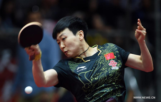 Mu Zi of China returns the ball during the women's singles second round match against Cheng I-Ching of Chinese Taipei at the 2017 World Table Tennis Championships in Dusseldorf, Germany, May 31, 2017. Mu Zi won 4-2. (Xinhua/Tao Xiyi) Mu Zi of China returns the ball during the women's singles second round match against Cheng I-Ching of Chinese Taipei at the 2017 World Table Tennis Championships in Dusseldorf, Germany, May 31, 2017. Mu Zi won 4-2. (Xinhua/Tao Xiyi)
