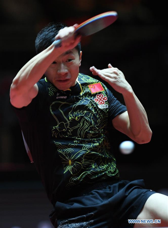 Ma Long of China competes during the men's singles match against Anton Kallberg of Sweden at the 2017 World Table Tennis Championships in Dusseldorf, Germany, June 1, 2017. (Xinhua/Tao Xiyi) Ma Long of China competes during the men's singles match against Anton Kallberg of Sweden at the 2017 World Table Tennis Championships in Dusseldorf, Germany, June 1, 2017. (Xinhua/Tao Xiyi)