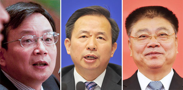 From left to right: Hou Jianguo, Li Ganjie and Wang Menghui. (Photo/China Daily) From left to right: Hou Jianguo, Li Ganjie and Wang Menghui. (Photo/China Daily)
