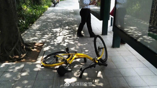 The sharing bike police say the suspect used. /Photo from Shenzhen Traffic Police The sharing bike police say the suspect used. /Photo from Shenzhen Traffic Police