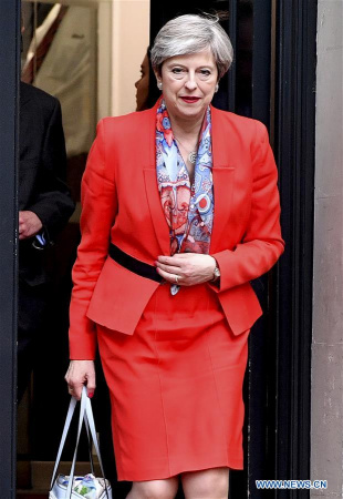 British Prime Minister Theresa May leaves Conservative Central Office in central London, Britain on June 9, 2017.(Xinhua/File photo) British Prime Minister Theresa May leaves Conservative Central Office in central London, Britain on June 9, 2017.(Xinhua/File photo)