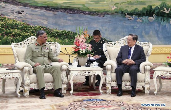 Yu Zhengsheng, chairman of the National Committee of the Chinese People's Political Consultative Conference, meets with Pakistan's Chairman of the Joint Chiefs of Staff Committee Zubair Mahmood Hayat in Beijing, capital of China, June 15, 2017. (Xinhua/Xie Huanchi) Yu Zhengsheng, chairman of the National Committee of the Chinese People's Political Consultative Conference, meets with Pakistan's Chairman of the Joint Chiefs of Staff Committee Zubair Mahmood Hayat in Beijing, capital of China, June 15, 2017. (Xinhua/Xie Huanchi)