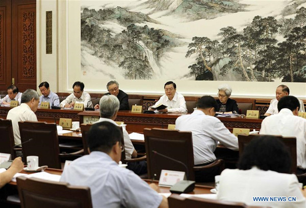 China's lawmakers deliberate a draft law on national supervision, a draft law on the national anthem and so forth during the 28th session of the 12th National People's Congress (NPC) Standing Committee in Beijing, capital of China, June 24, 2017. Zhang Dejiang, chairman of the NPC Standing Committee, attended the discussions on Saturday. (Xinhua/Liu Weibing) China's lawmakers deliberate a draft law on national supervision, a draft law on the national anthem and so forth during the 28th session of the 12th National People's Congress (NPC) Standing Committee in Beijing, capital of China, June 24, 2017. Zhang Dejiang, chairman of the NPC Standing Committee, attended the discussions on Saturday. (Xinhua/Liu Weibing)