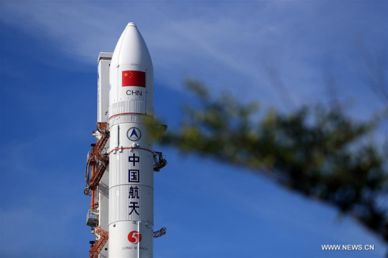 Photo taken on June 26, 2017 shows Long March-5 Y2 carrier rocket at Wenchang Space Launch Center in south China's Hainan Province. (Xinhua/Zhang Wenjun) Photo taken on June 26, 2017 shows Long March-5 Y2 carrier rocket at Wenchang Space Launch Center in south China's Hainan Province. (Xinhua/Zhang Wenjun)