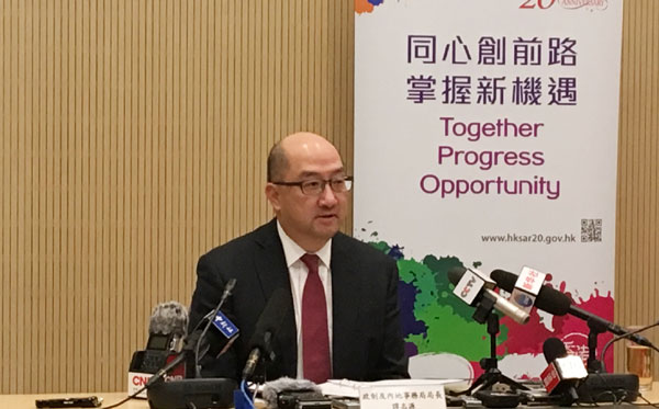 Raymond Tam Chi-yuen, Hong Kong's Secretary for Constitutional and Mainland Affairs. (Photo by Zhan Qianhui/chinadaily.com.cn)