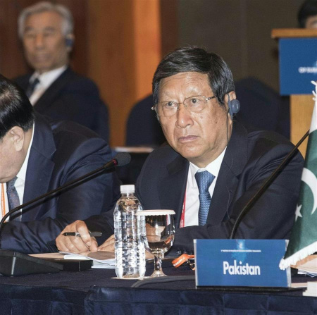 Zhang Ping, vice chairman of the Standing Committee of China's National People's Congress (NPC), attends the 2nd conference of parliamentary leaders from Eurasian countries in Seoul, South Korea, June 27, 2017. (Xinhua/Lee Sang-ho)