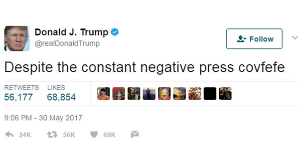 Screenshot of Donald Trump's Twitter account Screenshot of Donald Trump's Twitter account