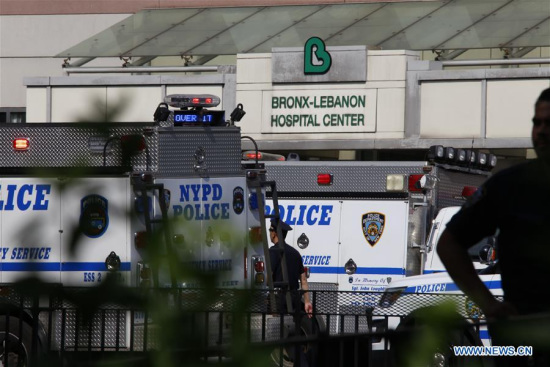 Police vehicles are seen outside Bronx Lebanon Hospital in New York, the United States, on June 30, 2017. (Xinhua/Xu Keshuang) Police vehicles are seen outside Bronx Lebanon Hospital in New York, the United States, on June 30, 2017. (Xinhua/Xu Keshuang)