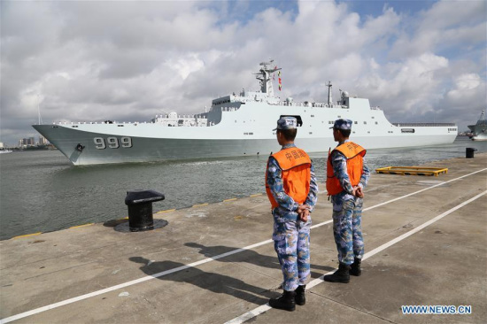 Ships carrying Chinese military personnel depart Zhanjiang, south China's Guangdong Province, July 11, 2017. (Xinhua/Wu Dengfeng) Ships carrying Chinese military personnel depart Zhanjiang, south China's Guangdong Province, July 11, 2017. (Xinhua/Wu Dengfeng)
