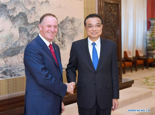 Chinese Premier Li Keqiang meets with New Zealand's former Prime Minister John Key in Beijing, capital of China, July 20, 2017. (Xinhua/Zhang Duo) Chinese Premier Li Keqiang meets with New Zealand's former Prime Minister John Key in Beijing, capital of China, July 20, 2017. (Xinhua/Zhang Duo)